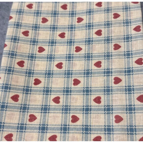 18x22 Cotton Fat Quarter Pink Heart Blue Plaid Fabric Quilt Craft Sewing Materia - Picture 1 of 3